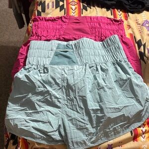 Free People Pink and Light Blue Athletic Shorts